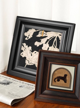 以琳画框黑色中古风棕色挂墙树脂字画水彩油画相框国复古画框空框