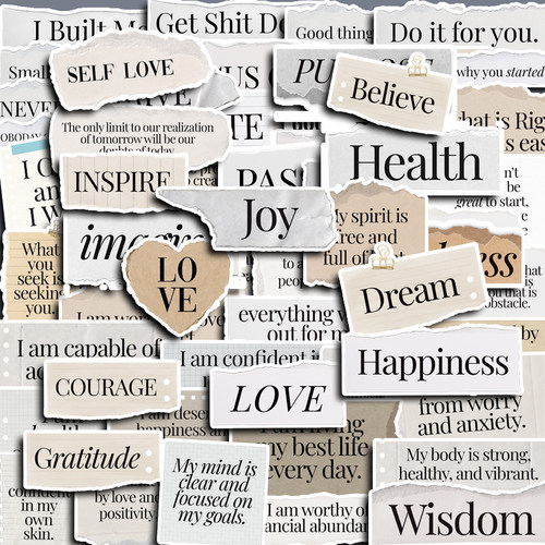 问禾手账贴纸英文撕纸60枚