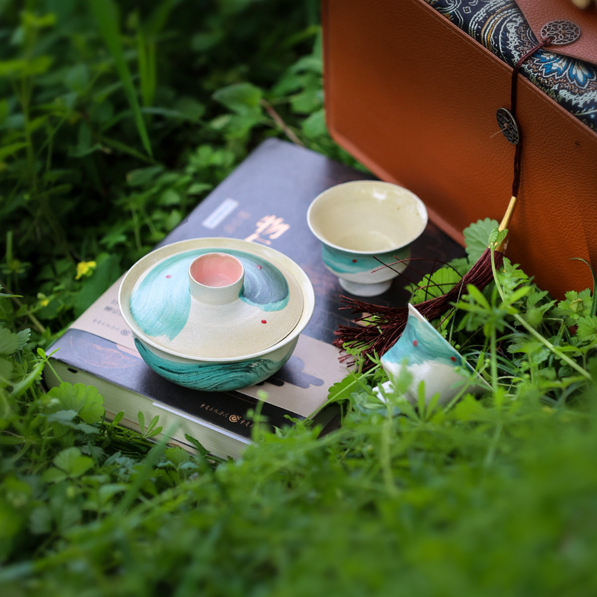 小乔景德镇盖碗手工化妆土茶具