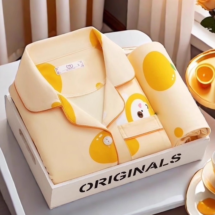 甜美新款睡衣女开衫长裤纯棉春秋冬套装韩版高档可外穿简约家居服