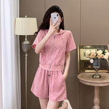 大码女装2025夏季新款洋气时尚套装胖妹妹短袖上衣短裤运动两件套