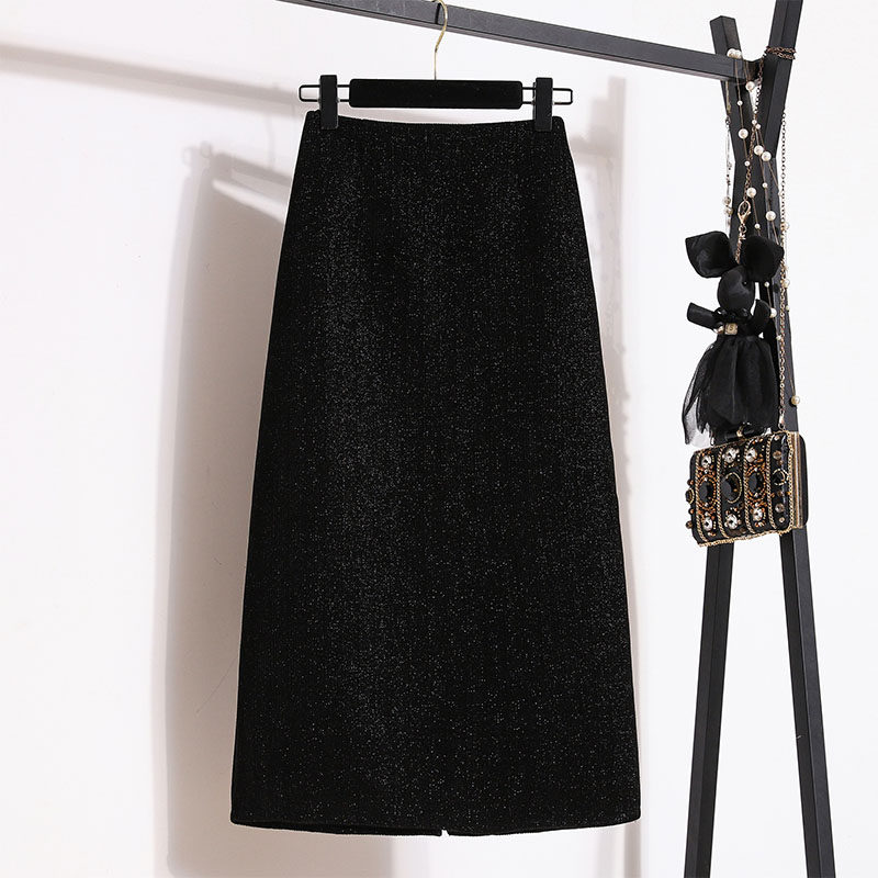 大码黑色亮丝包臀裙中长款半身裙秋季新款胖mm梨形显瘦开叉一步裙,女装/女士精品,大码半身裙,淘宝优惠券,粉丝福利购,淘宝优惠卷