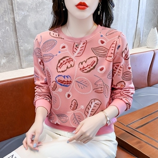 粉色上衣女士t恤长袖 可外穿打底衫 外套2025新款 今年流行卫衣秋季