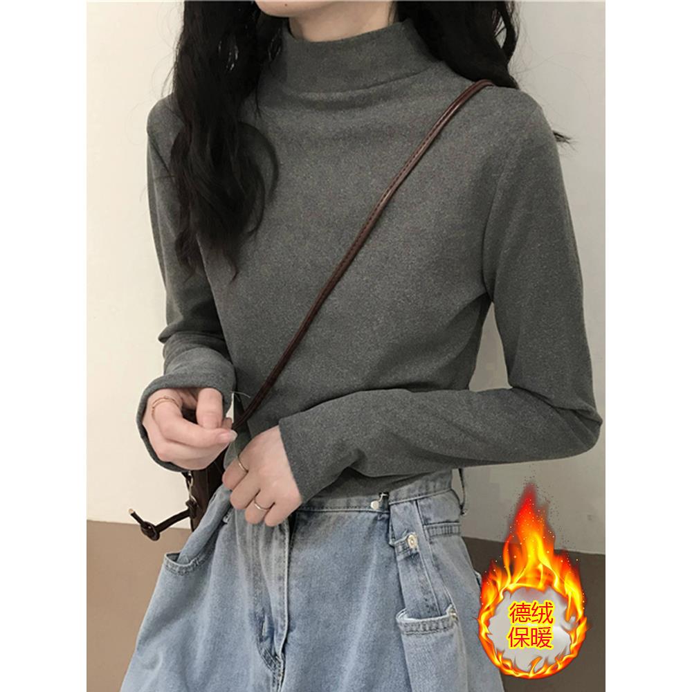 基础款韩版气质内搭加绒t恤女