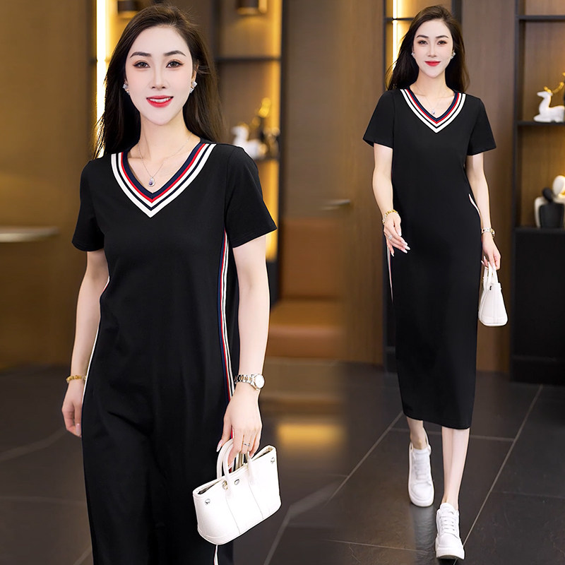 大码女装休闲T恤连衣裙女2026夏季新款时尚宽松韩版减龄显瘦裙子
