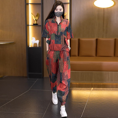 复古民族风显瘦碎花时尚套装女