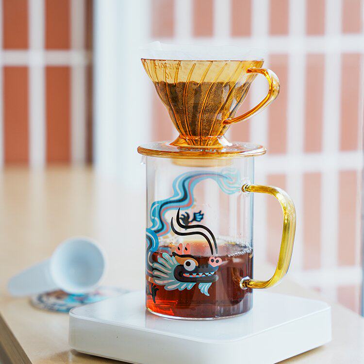 新品HARIO中国龙年手冲咖啡限定礼盒V60滤杯分享壶组合套装