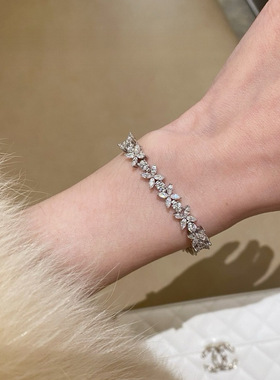 s925纯银维多利亚马眼钻石手链镶嵌高碳钻手链女士感手饰