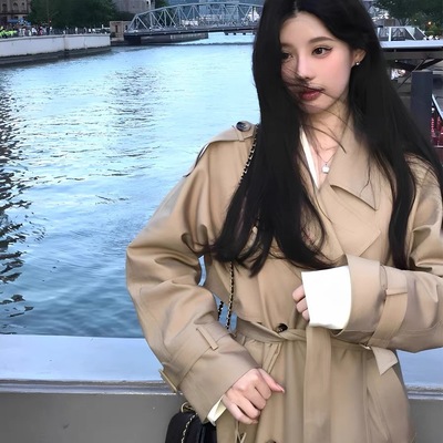 卡其色风衣外套女中长款2025秋季新款高级感今年流行爆款收腰大衣