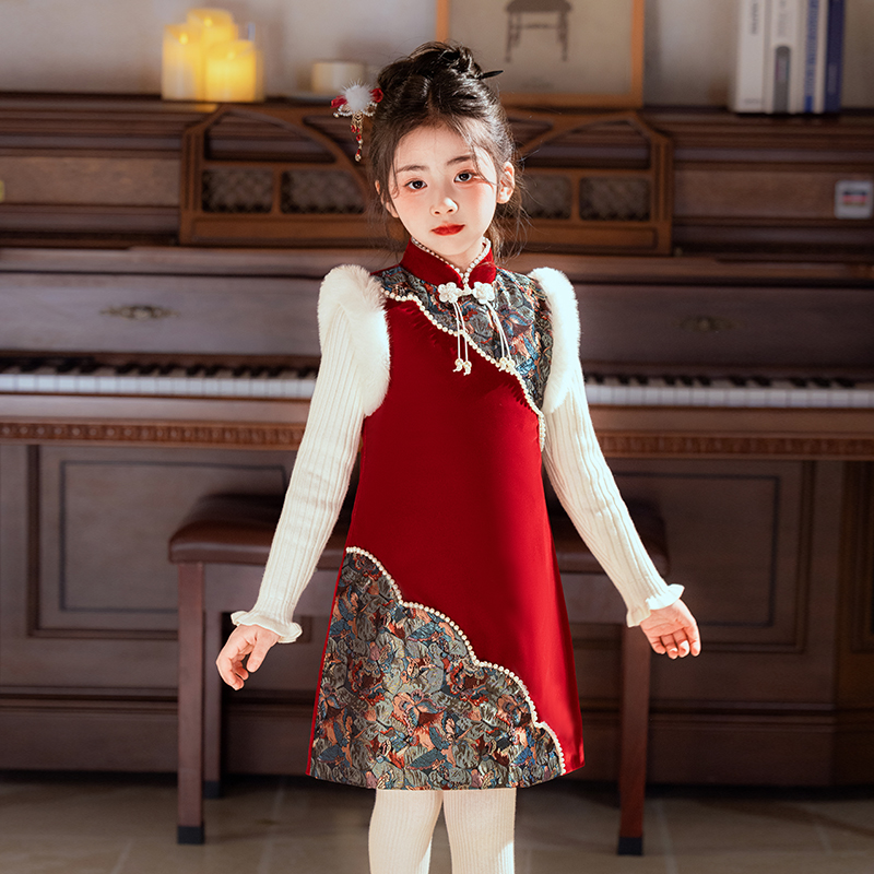 汉服女童拜年服冬装儿童战袍秋冬2025过年服新年衣服喜庆唐装冬季