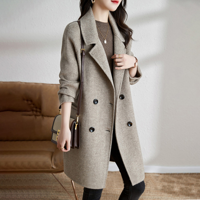 毛呢西装外套女款2025新款爆款高级感冬季夹棉加厚中长款呢子大衣
