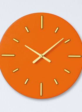西班牙橙色极简网红时钟表墙上挂钟客厅轻奢家用时尚2026新款装饰