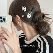 可爱网红小熊猫刘海边夹ab款 一字夹鸭嘴夹侧边夹设计两只装 E2417