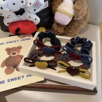 E4983 韩国东大蝴蝶结爱心发绳面膜头绳高级懒庸丸子头马尾皮筋