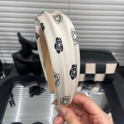 E4643韩国奶油色山茶花发箍日常高颅顶百搭时尚温柔洗脸压发发箍