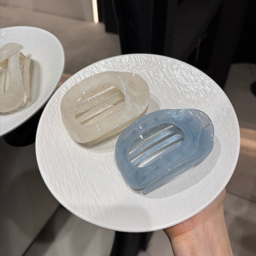 A0346 蓝白鲍鱼抓夹女后脑勺盘发神器不硌头弧形扁平马尾夹子头饰