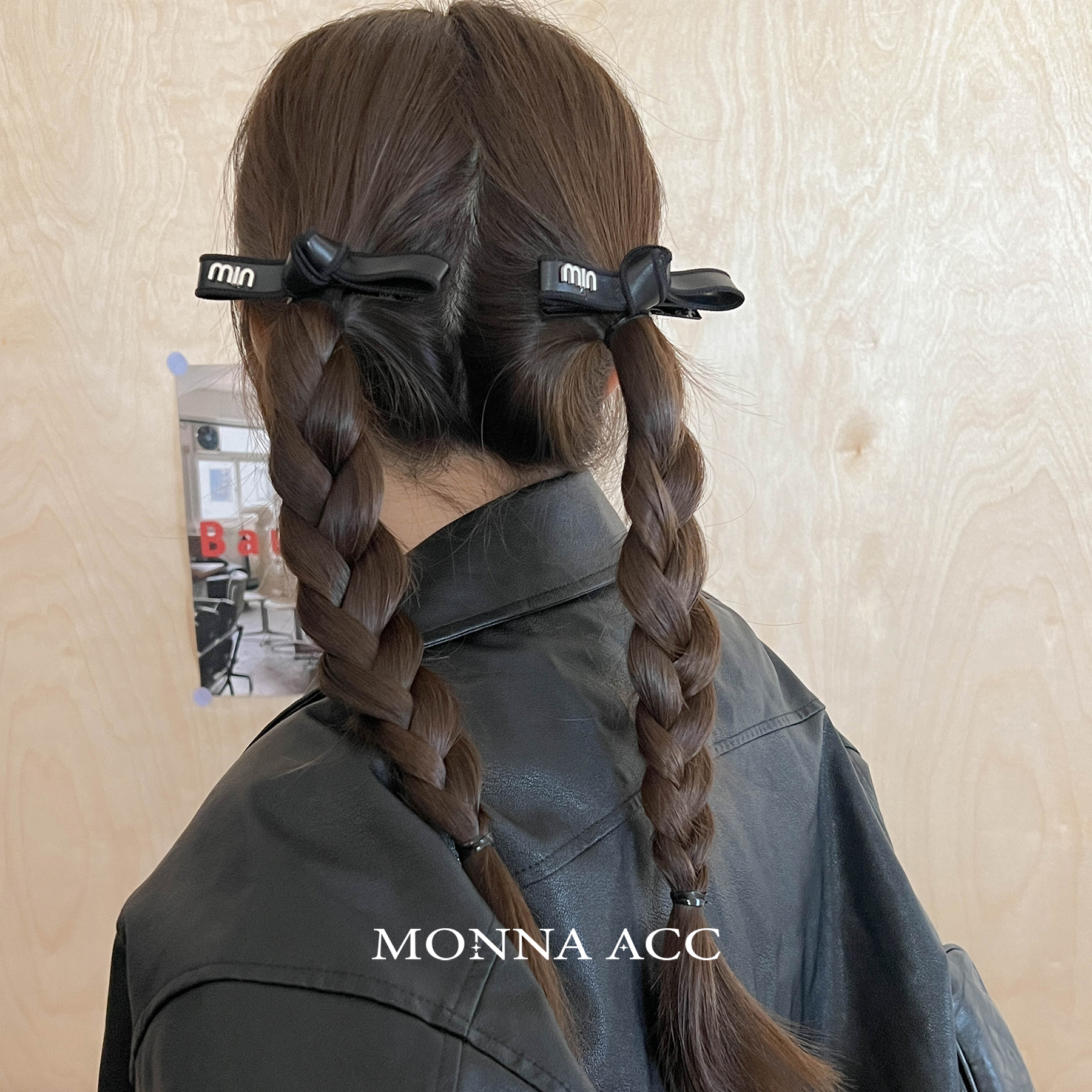 E3465 黑白气质百搭小香风山茶花长款刘海夹网红长款侧边夹发夹