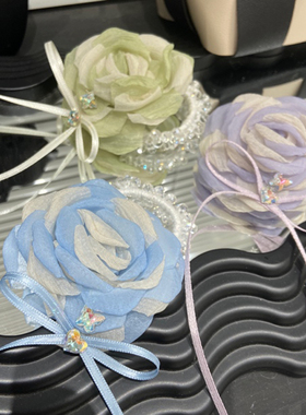 E4460 在逃公主水晶发圈女新款森系头绳头花发绳扎马尾发饰