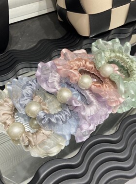 AL0030 韩系超仙欧根纱珠珠发圈头绳轻奢发饰扎丸子头发绳皮筋女