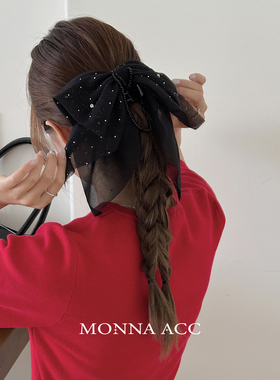 E4069多层蝴蝶结马尾夹星空吊坠发夹后脑勺半扎发夹显发量2025新