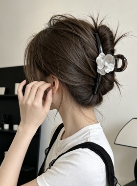 A0278 优雅山茶花13cm抓夹大号发量大高级感后脑勺气质鲨鱼夹新女