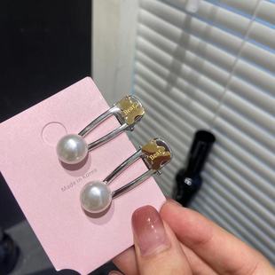 冷淡风珠珠小熊银色一字夹鸭夹甜酷高级感小众时尚 设计侧边E2162