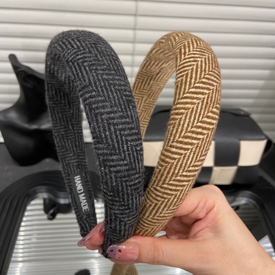 E5017 秋冬毛呢发箍高颅顶女时尚外出百搭气质发卡高级感头箍发饰