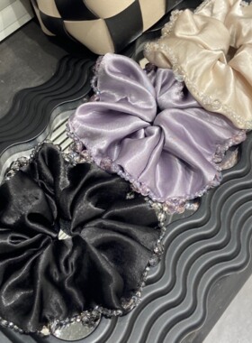 AL0001手缝冰晶缎面大肠发圈韩版头绳头花女高级感26新款马尾发饰