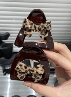 E3829 豹纹精灵耳蝴蝶结公主头抓夹侧边小夹子前额刘海夹鲨鱼夹