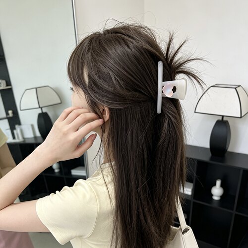 A0297韩系幻彩极光爱心抓夹10cm夏季百搭气质渐变女透明可爱小众