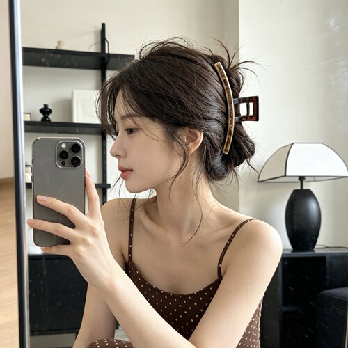 A0001 醋酸一字抓夹13cm发量多大号鲨鱼夹后脑勺盘发夹子气质女