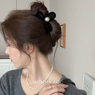 秋冬新款 百搭女E2676 蝴蝶结植绒爱心珠珠字母中号抓夹辣妹风时尚