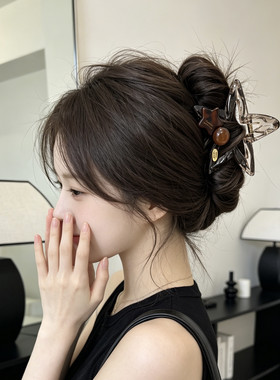 A0432法式五角星6cm抓夹女后脑勺发抓高级感优雅气质鲨鱼夹子发卡