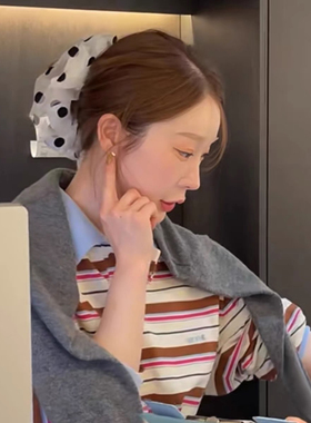 E4368波点网纱大肠发圈头饰女2025新款头绳气质扎头皮筋女发绳女