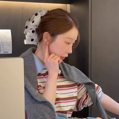 E4368波点网纱大肠发圈头饰女2025新款头绳气质扎头皮筋女发绳女