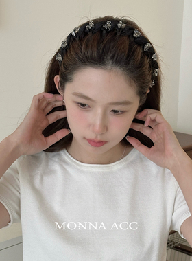 E4152 高级感气质水钻发箍碎发整理神器带齿防滑波浪发卡头箍头饰