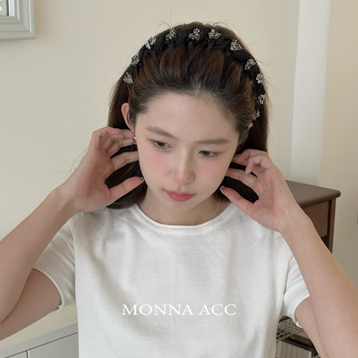 E4152 高级感气质水钻发箍碎发整理神器带齿防滑波浪发卡头箍头饰