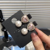 小香风爱心锆石对夹侧边夹气质甜美轻奢小众高碎发额前发夹E0769