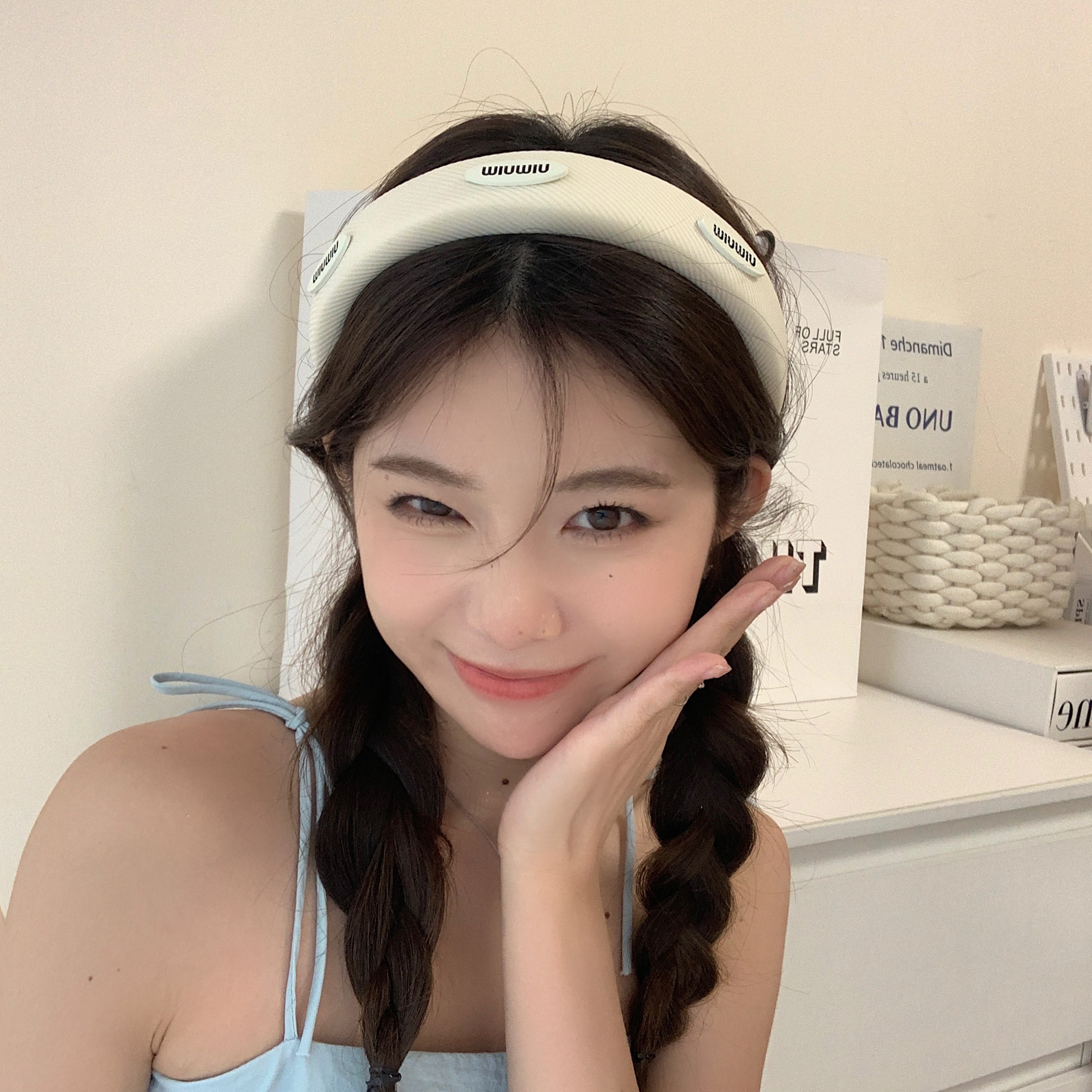 简约MIN字母发箍海绵高颅顶宽边遮发缝夏季百搭大气2023年新款发