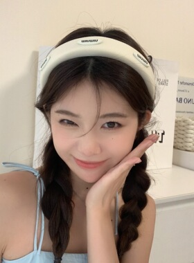 简约MIN字母发箍海绵高颅顶宽边遮发缝夏季百搭大气2023年新款发