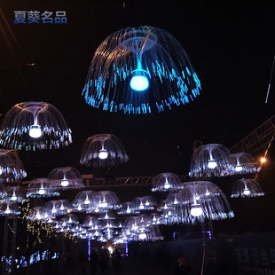 成都水母灯树木亮化灯光纤水母灯夜景装饰水母光纤灯灯光防雨水