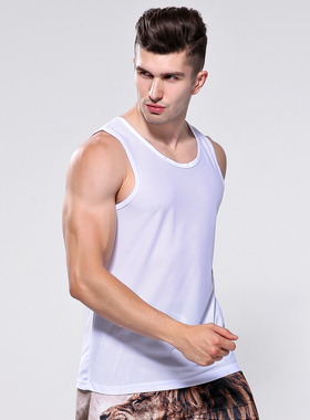 男士背心男运动网眼透气速干白色夏季无袖t恤男坎肩宽松简约时尚