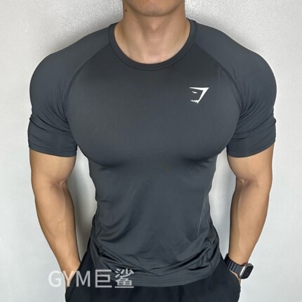 GYMSHARK element速干高弹性透气男士运动健身衣吸汗修身短袖T恤