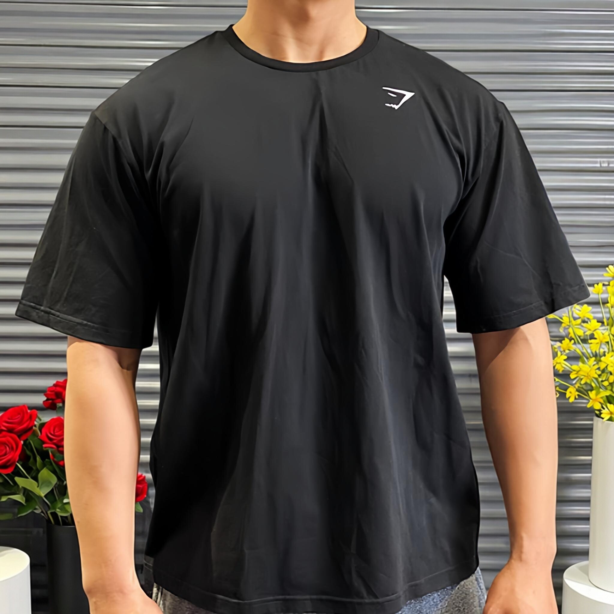 GYMSHARK夏季男大码T恤宽松显壮纯棉半袖运动短袖健身房GYM鲨鱼
