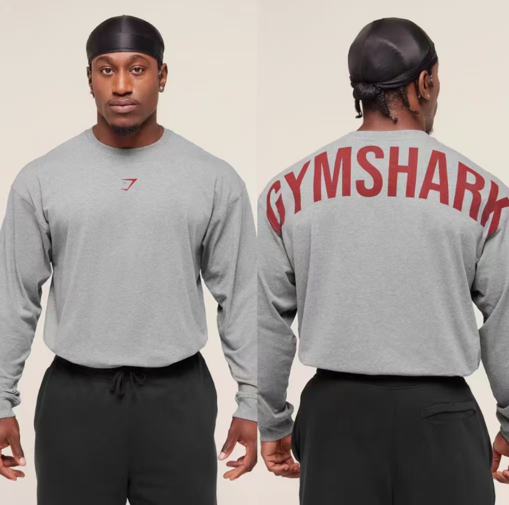 gymshark Power 男运动健身弹力圆领宽松春秋打底运动卫衣长袖T恤