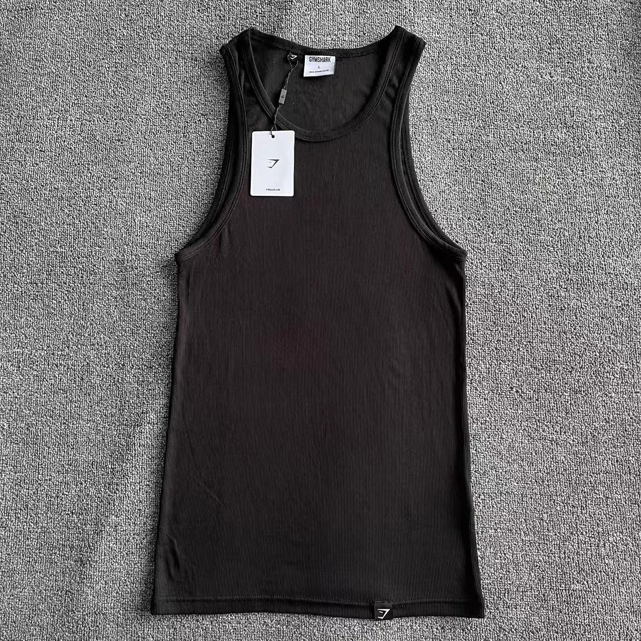 GYMSHARK ribbed夏季紧身运动弹力棉男健身衣美纯色打底工字背心