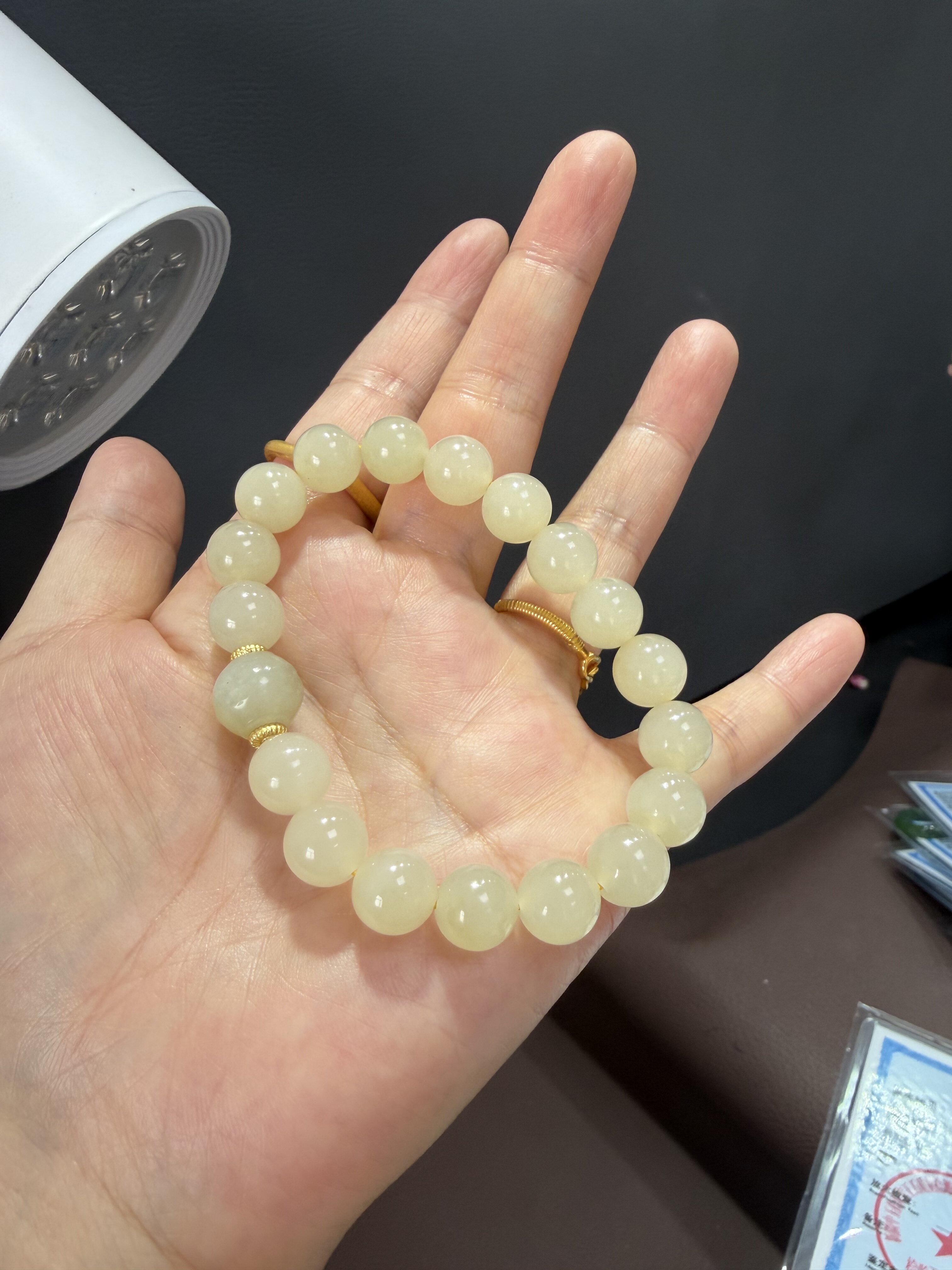 天然和田玉蜂蜜水手串手链卡10mm油润503号