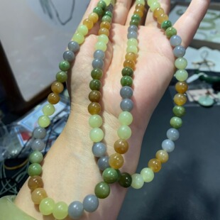 天然多宝手串多色多宝手串8mm若羌黄玉且末春彩108颗277号