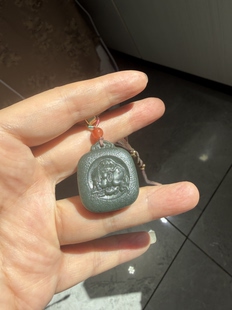 天然和田玉青玉大象吉祥如意吊坠男女钥匙挂615号带证书