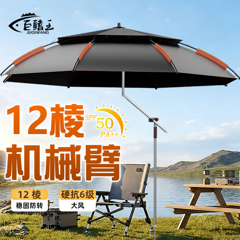 2026新款钓鱼伞户外专用加厚遮阳伞抗风防暴雨防晒大钓伞拐杖雨伞